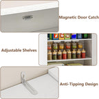Bornoon Pantry Organizers And Storage Cabinet, 67.7” Barn Door White Kitchen Cabinet With Drawers And Adjustable Shelf, Tall Pantry For Kitchen, Dining Room, Living Room
