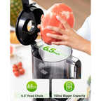 Cold Press Juicer Machine, 6.5" Large Feed Chute Masticating Extractor, Easy to Clean for Whole Fruits & Vegetables, High Yield