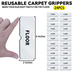 Rug Carpet Non Slip Grippers, Reusable Rug Tape Pads, No Damaging for Hardwood Floors, Strong Hold Carpet Corner Stickers for Area Rugs Flat, Removable, 8Pcs