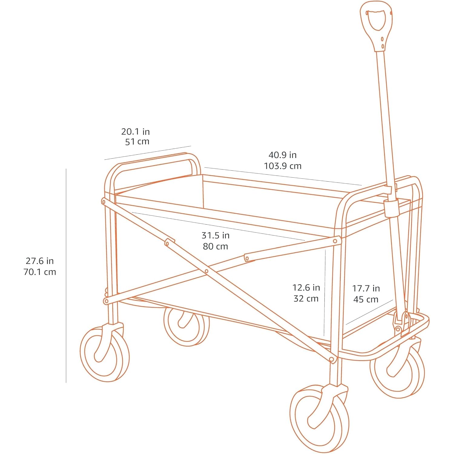 Amazon Basics Collapsible Heavy Duty Utility Wagon For Outdoor Sports, Camping, Garden, And Shopping, 265 Pounds Capacity, 27.6 X 40.9 X 20 Inches, Black