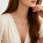 Iefil Mothers Day Gifts - 925 Sterling Silver Rose Cross Necklaces for Women, Birthday Mothers Day Gifts for Wife Mom Grandma