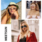 MEETSUN Retro Polarized Sunglasses for Women Men Classic Mirror Lens Driving Trendy Sun Glasses UV Protection (3 Pack)