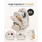 Lovevook School Backpack For Girls, 15.6 Inch Laptop Backpacks With Large Capacity Tumbler Holder, Lightweight College Bag For Women, Cute Travel Teen Bookbag Purse For Students,Off White-Pink