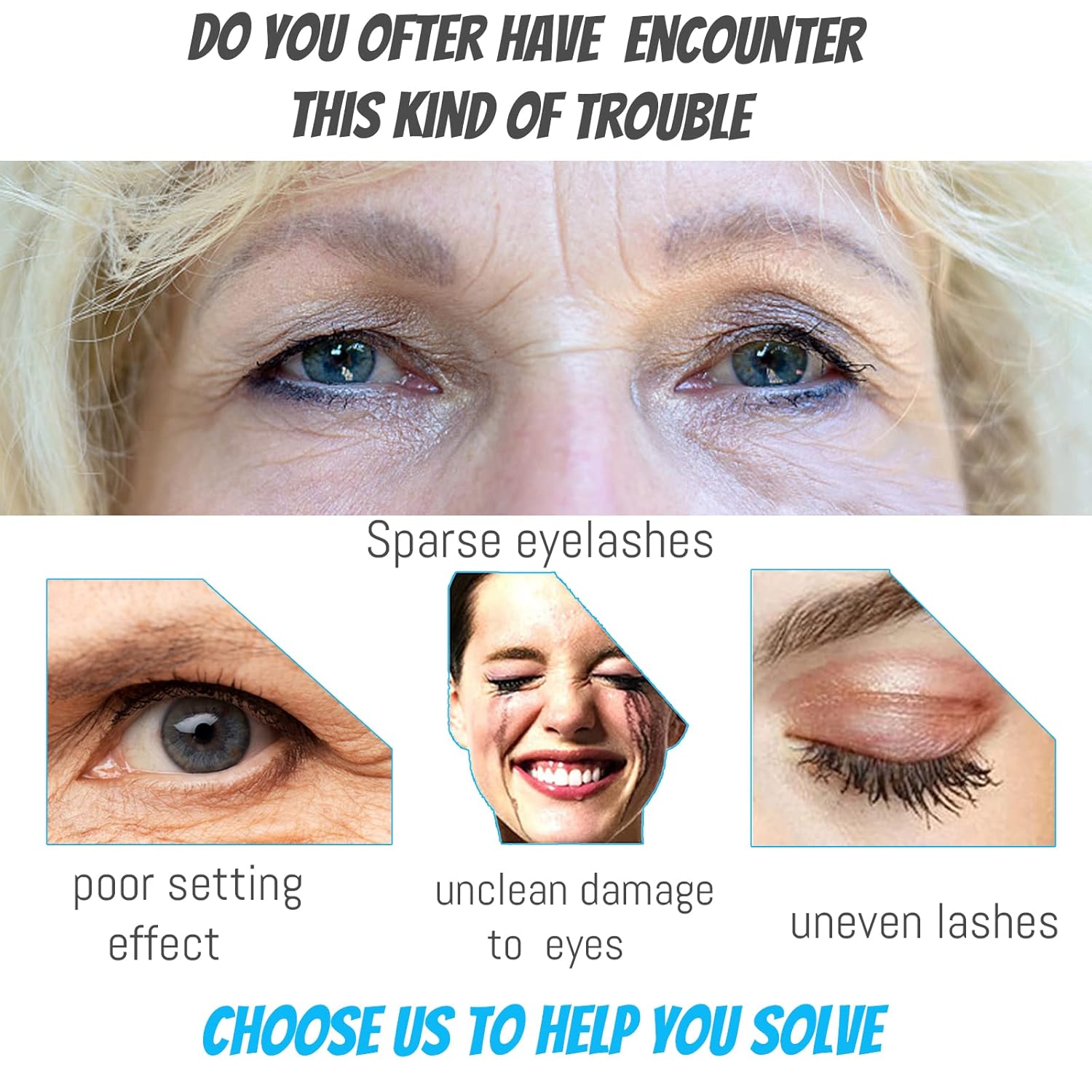 Mascara for Older Women 60 Plus, Mascara for Seniors with Thinning Lashes, Hypoallergenic Sensitive Eyes, Black Volume and Length, Waterproof Smudge Proof(1pc)