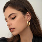 Gacimy Chunky Hoop Earrings for Women 14K Gold Plated, 925 Sterling Silver Post Hoops for Women