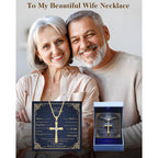Moissanite Cross Necklace for Women Wife, 18K Gold Filled Sterling Silver Cross Pendant Chain Jewelry, Anniversary Birthday Gifts for Women Wife Her with LED Light-Up Gift Box and Gift Card-1CT