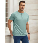Hovsiyla 5 Pack Men'S Henley Shirt Basic T Shirt, Moisture Wicking Breathable Button Down Short Sleeve