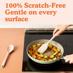 Nontoxic Platinum Silicone Utensils, 100% Plastic-Free, 8-Pcs, Beige | Lfgb-Certified Platinum Silicone. Solid Steel Core, No Hidden Plastics. 500°F Heat Resistant. Non-Scratch. Dishwasher Safe