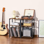 3 Tier End Table,Record Player Stand With Storage Up To 100 Albums,Turntable Stand For Vinyl,Brown Records Shelf For Living Room Bedroom