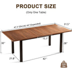 Extendable Dining Table For 4-6, 63" Modern Kitchen Table, Farmhouse Dining Room Tables For Dining, Kitchen, Office, Living Room, Rectangular Wooden Tables, Space Saving (Walnut)
