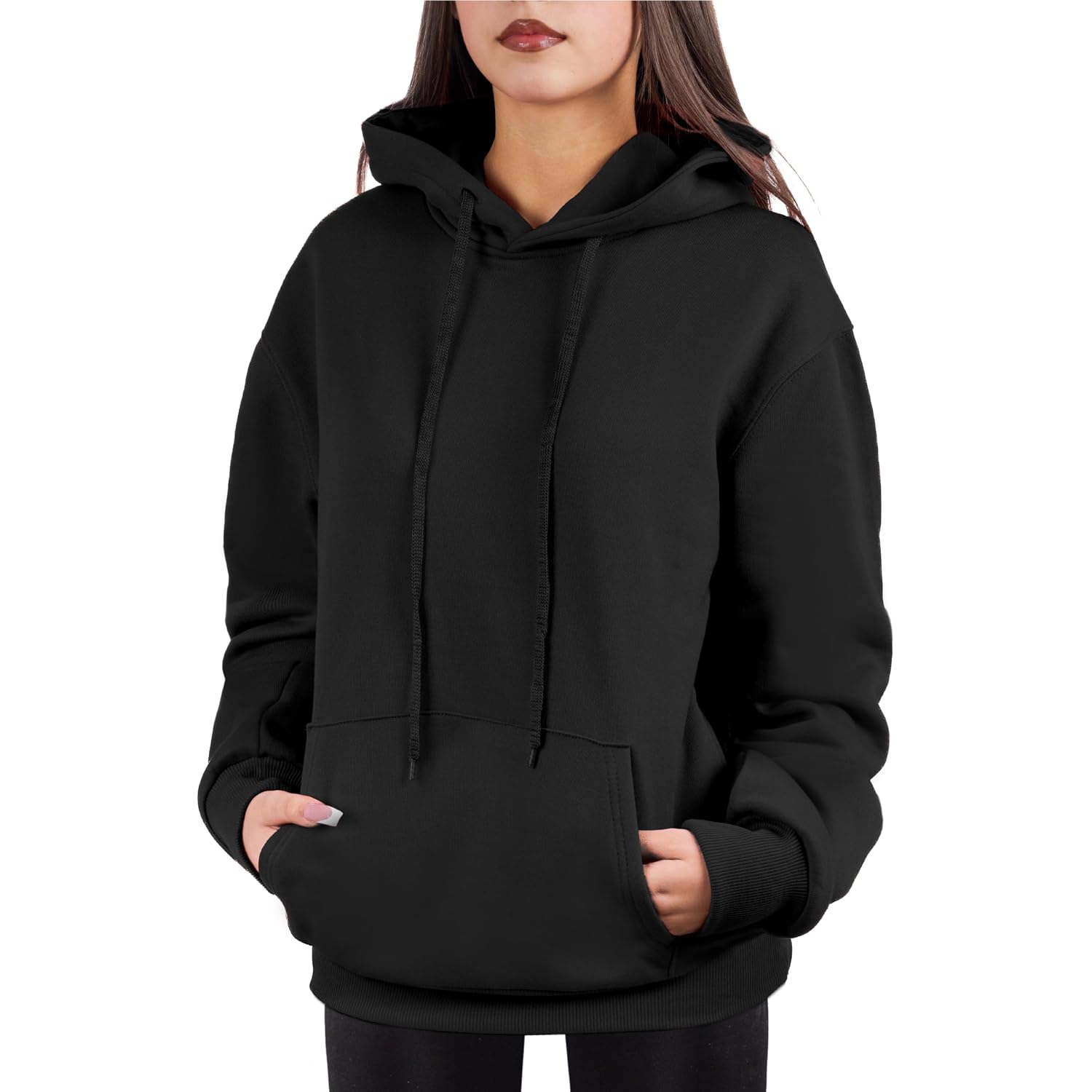 Oversized Pullover Hoodie For Women Soft Fleece Cotton Blend, Cozy Everyday Sweatshirt