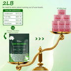 Hair Removal Wax, 2lb Wax Beads for Sensitive Skin, With Pure Aloe Vera, For Face, Eyebrow, Leg, Bikini, Brazilian Waxing, Coarse Body Hair Specific