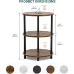 Round Small Side Table - 3 Tier Oval Accent Table for Small Spaces, Rustic Wood and Metal Couch End Table, Nightstand for Bedroom or End Table Living Room, Easy to Assemble, Rustic Brown