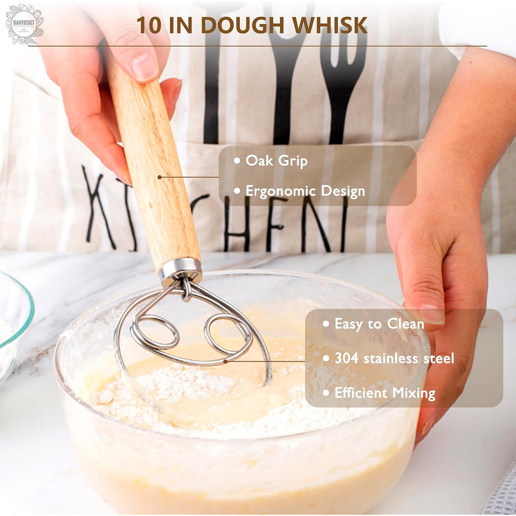 Complete Sourdough Starter Kit, Sourdough Bread Baking Supplies, Banneton Bread Proofing Basket With Sourdough Starter Jar, 9Inch Round Bread Proofing Basket, For Bread Baking