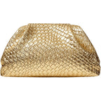 QWINEE Women's Woven Evening Bag Dumpling Clutch Purse No Strap Handbags Elegant Faux PU Leather Clutch Bag | Woven, No Strap, Elegant, Faux PU Leather