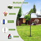 85 Inch Shepherds Hooks For Outdoor,Heavy Duty Shepherds Hooks For Outdoor With 5 Prong Base, Adjustable Stand Hanger For Garden Plant, Hummingbird Feeder, Lantern, Hanging Wedding Decor (2 Pack)