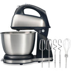 Hamilton Beach Classic Stand And Hand Mixer, 4 Quarts, 6 Speeds With Quickburst, Bowl Rest, 290 Watts Peak Power, Black And Stainless | 2-In-1 Versatility | Quickburst For Added Power | 290 Watts Peak Power | Built-In Bowl Rest | Black And Stainless Steel
