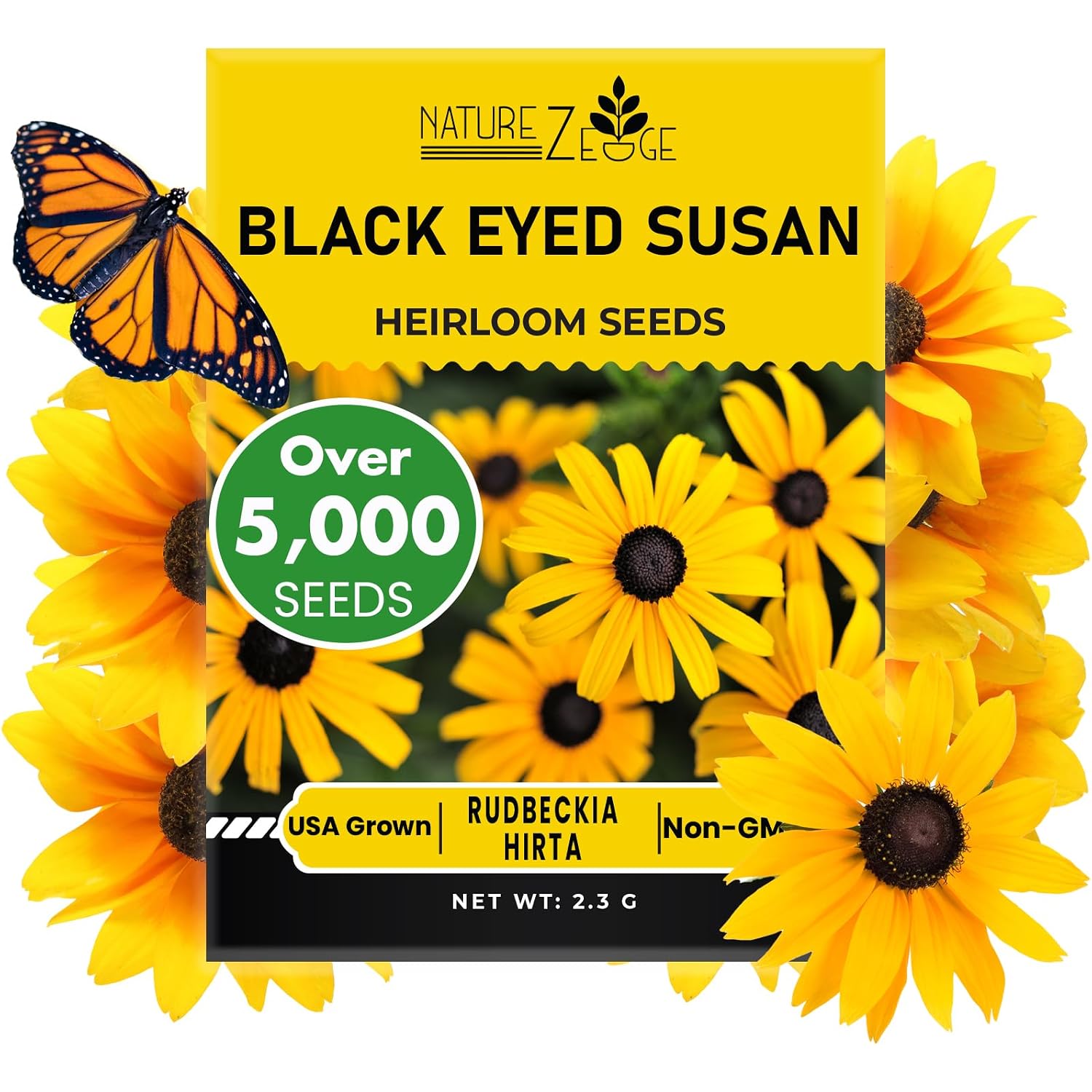 Black Eyed Susan Seeds For Planting, 5000 Seeds, Giving You Beautiful Black Eyed Susan Flowers, Non-Gmo, Heirloom Seed Varieties