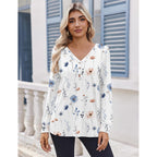 Women's Long Sleeve Shirts V Neck Dressy Casual Tops Trendy Button Down Blouse Fall Fashion Work Clothes