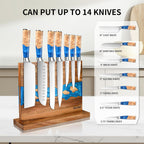 Magnetic Knife Block,Acacia Wood And Resin Kitchen Magnetic Knife Holder，Equipped With Strong Magnets,Multifunctional Double Side Knife Storage Organizer For Kitchen Counter ，Gifts For New Home
