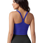 Ododos Women'S Seamless Crop Cami Wide Scoop Neck Ribbed Soft Open Racerback Cropped Tank