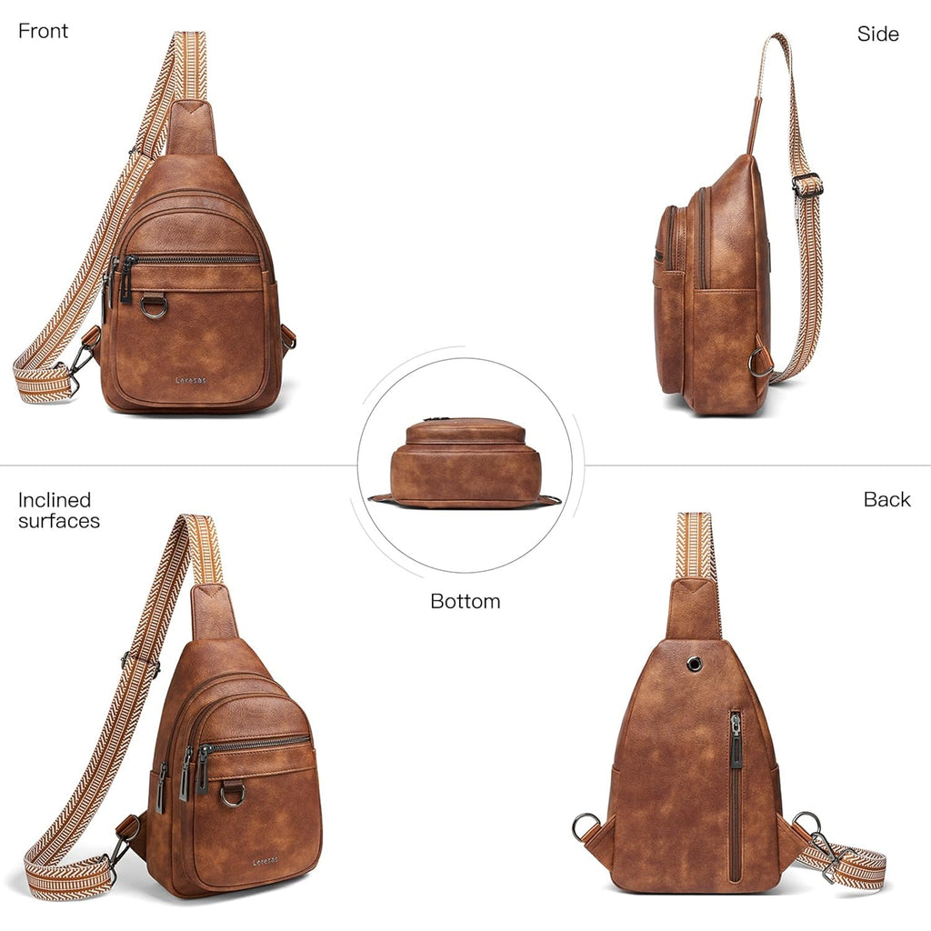 7L Sling Bag For Women Men Vegan Leather Crossbody Bags Fanny Pack Purse Backpack Over Shoulder Bag Travel Anti Theft