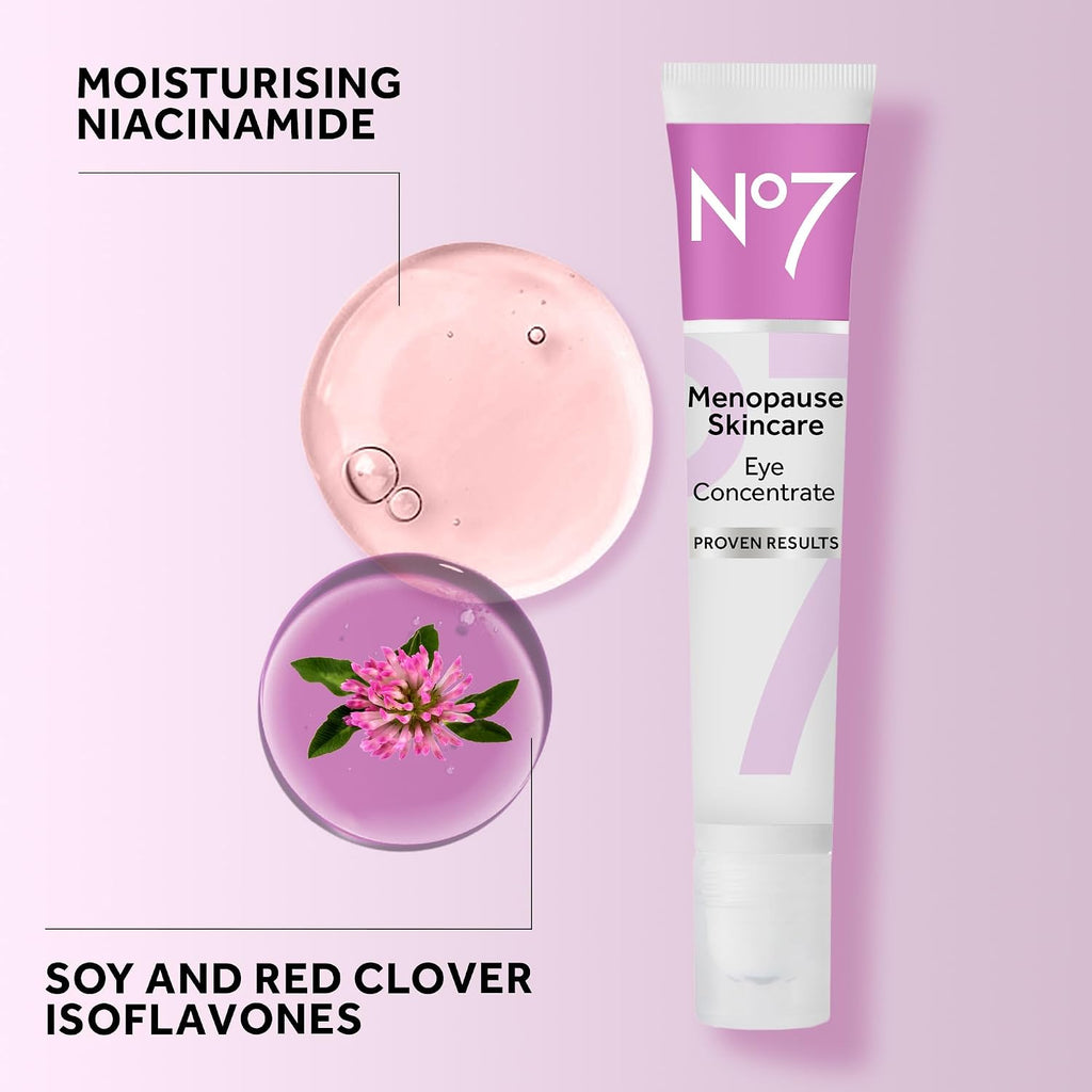 No7 Menopause Skincare Firm & Bright Eye Concentrate - Revitalizing Eye Cream For Dark Circles, Wrinkles & Under Eye Puffiness - Menopause Relief Cooling Roller For Refreshing Tired Eyes (15 Ml)
