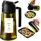 Trendplain - Original 16Oz/470Ml Olive Oil Dispenser Bottle For Kitchen Gadgets And Air Fryer Accessories - Olive Oil Sprayer For Cooking W/Stickers - Black