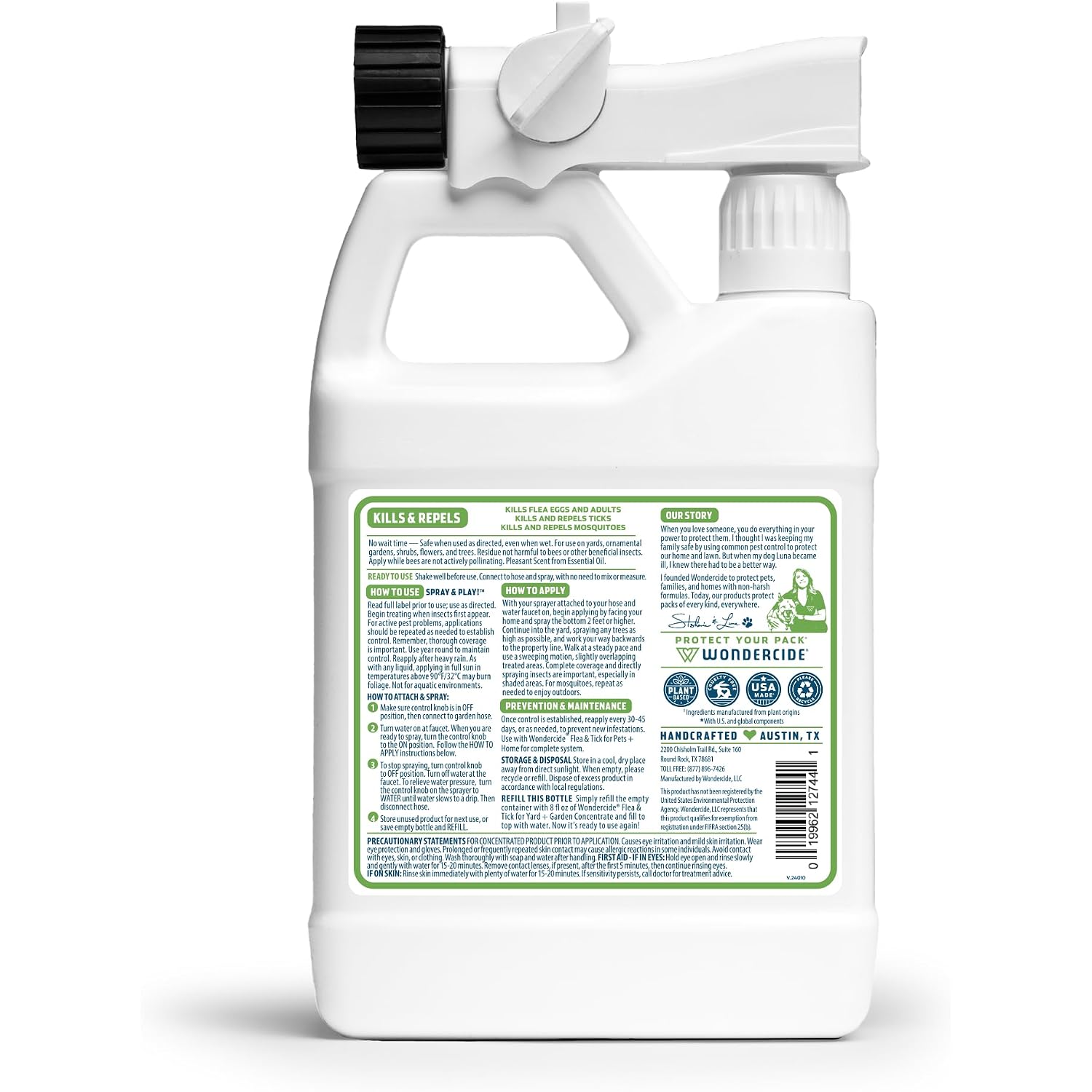 Wondercide - Ready To Use Flea, Tick, And Mosquito Yard Spray With Natural Essential Oils – Mosquito And Insect Killer, Treatment, And Repellent - Plant-Based - Safe Around Pets, Plants, Kids - 32 Oz