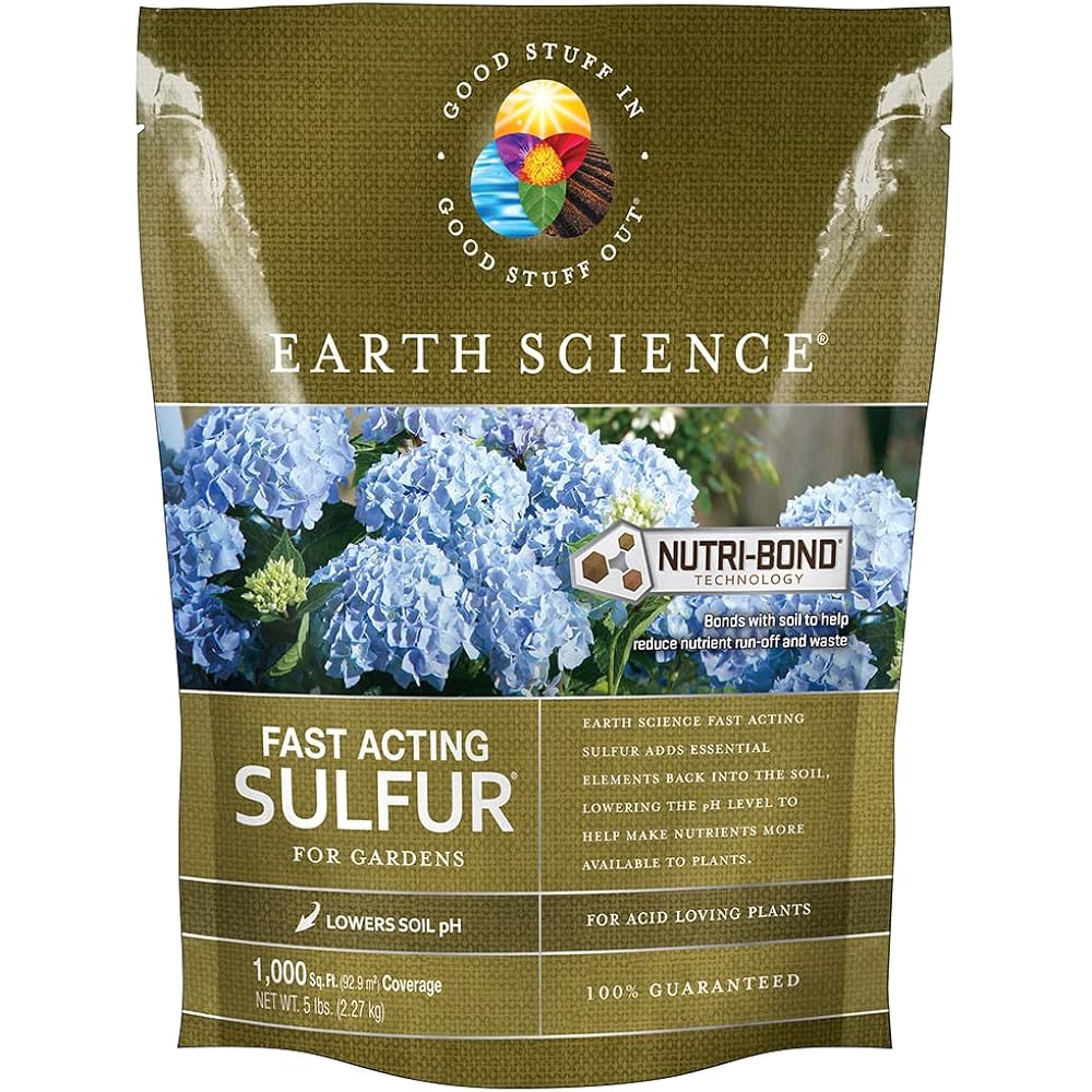 Earth Science Fast Acting Sulfur Granules – 5Lb – Reduces Soil Ph And Nutrient Runoff, Improves Growth & Color For Acid-Loving Plants, Long-Lasting Lawn Care Supplement
