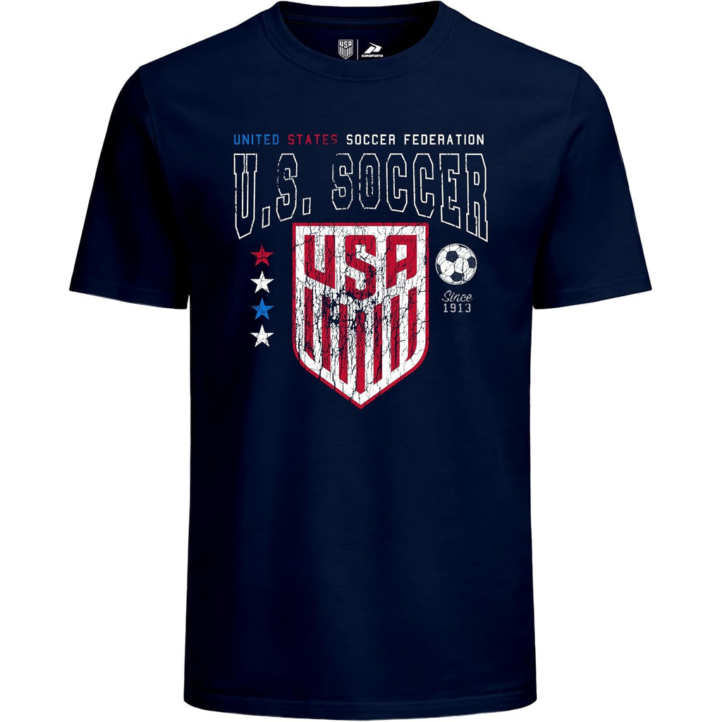 Icon Sports Officially Licensed Us Soccer Federation Cotton T-Shirt - Unisex Adult