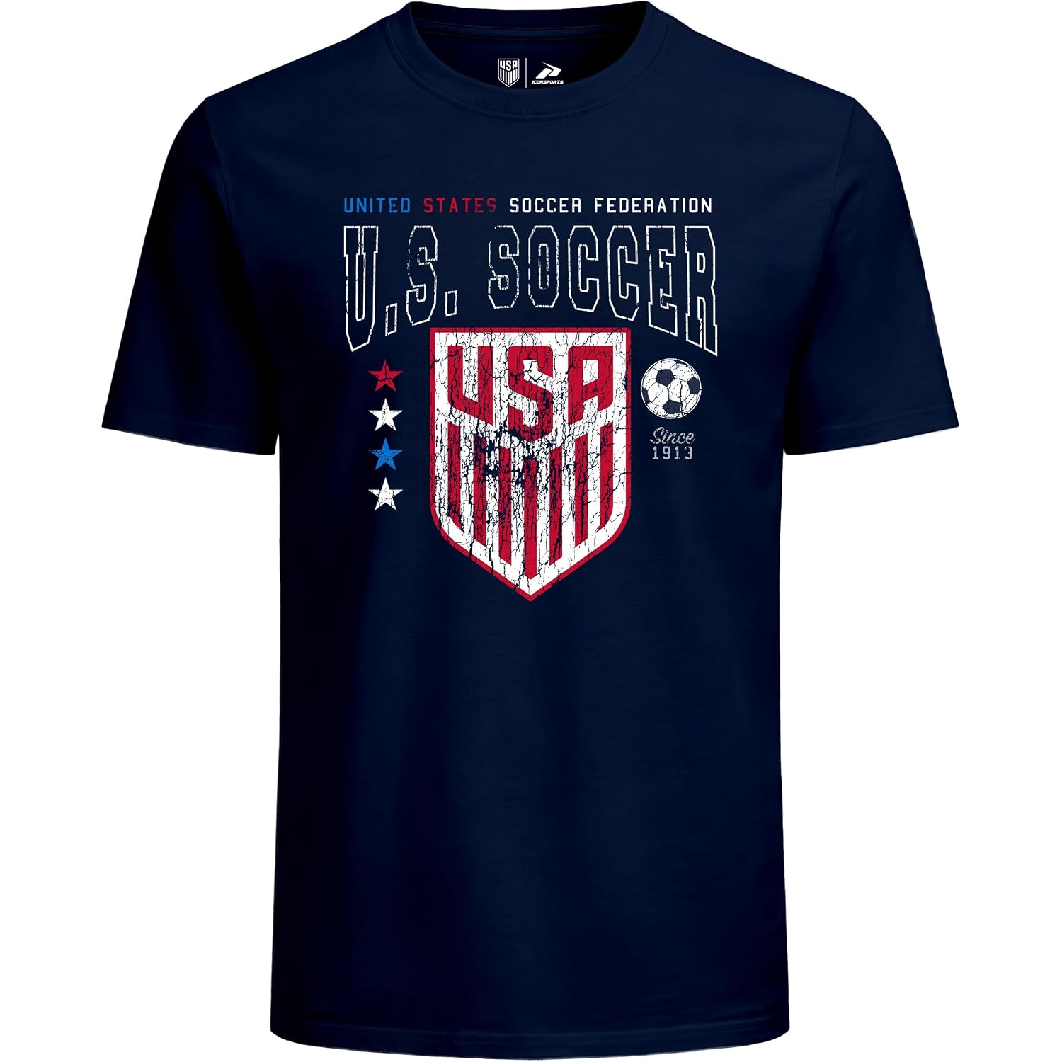 Icon Sports Officially Licensed Us Soccer Federation Cotton T-Shirt - Unisex Adult