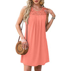 Bkrive Summer Dresses For Women Beach Cover Up Sleeveless Lace Crewneck Sundress (S-3Xl)