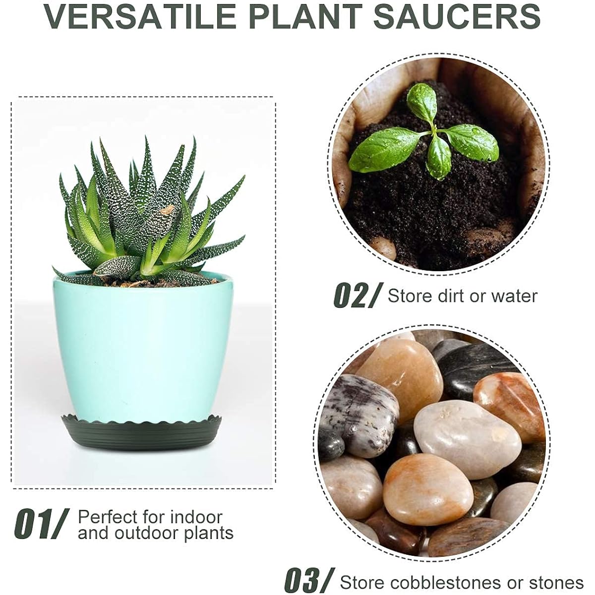 12Pcs Plant Saucer, 6 8 10 Inch Durable Plastic Plant Tray, Black Round Plant Pot Saucers, Drip Tray For Indoor And Outdoor Garden