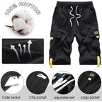 Women's Casual Cargo Shorts with Pockets Elastic High Waist Drawstring Bermuda Shorts for Women