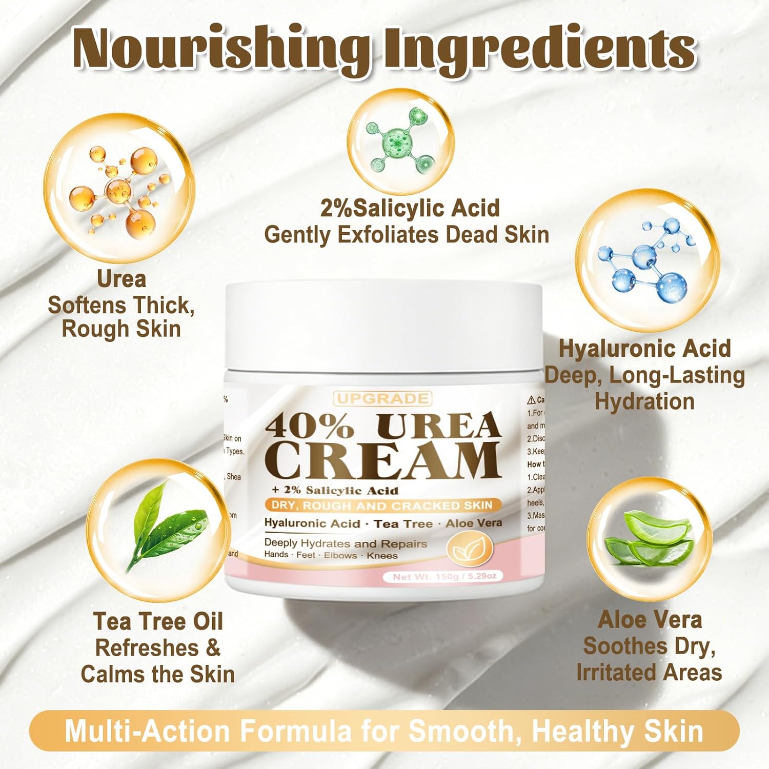 40% Urea Cream for Feet – Maximum Strength Foot Cream for Dry Cracked Heels & Calluses, Deep Softening Heel Repair, Urea Lotion for Body Hydration, Fast-Absorbing Foot Moisturizer for Rough Skin