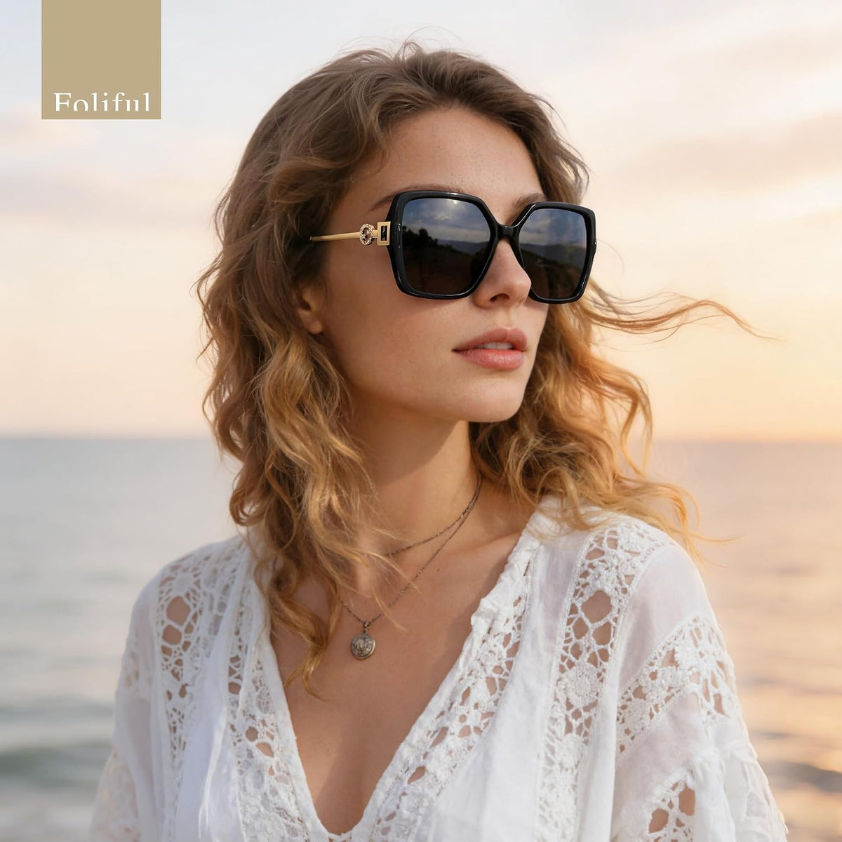 Retro Square Sunglasses For Women Oversized Vintage Style Sun Glasses Uv Protection Metal Temple