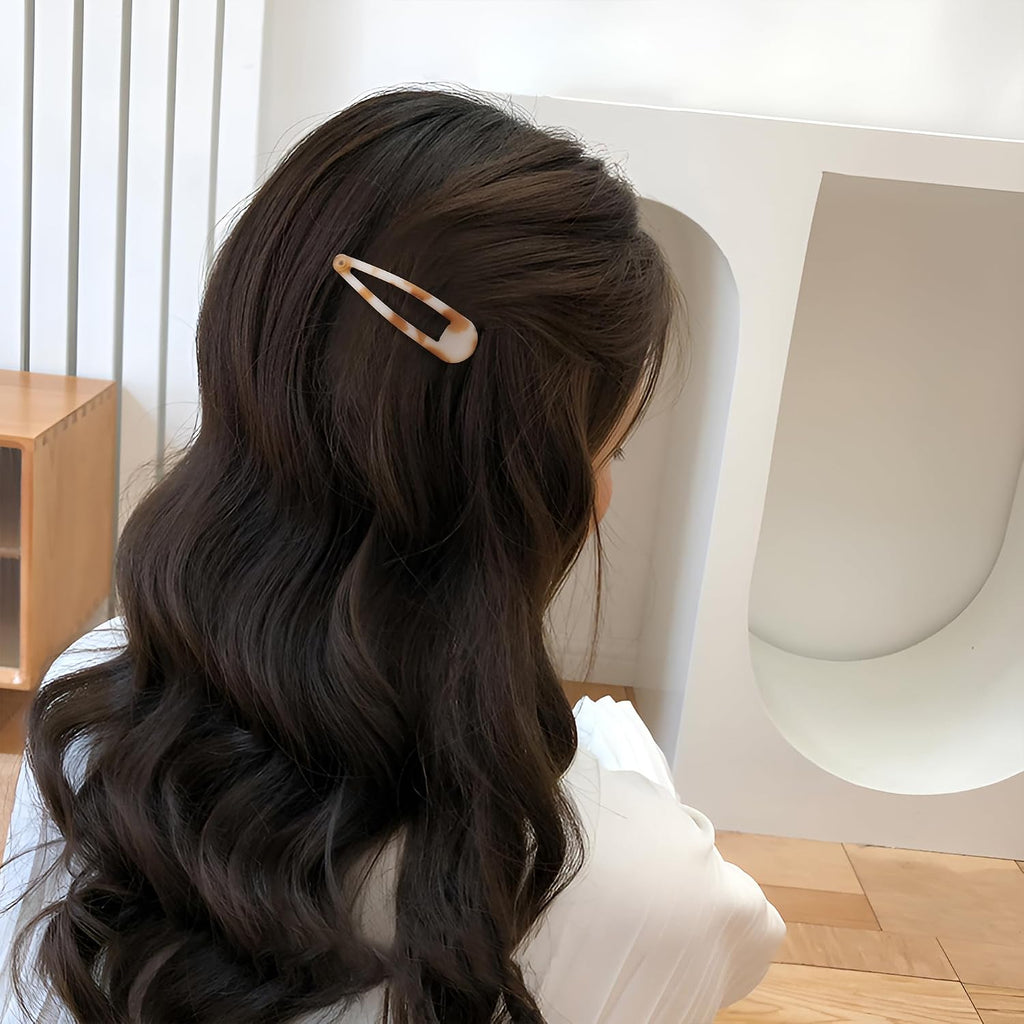 Small Hair Barrettes For Women No Slip Metal Snap Clips For Thin And Fine Hair,Matte Black Tortoiseshell,20 Pcs,1.97 X 0.5 Inch.
