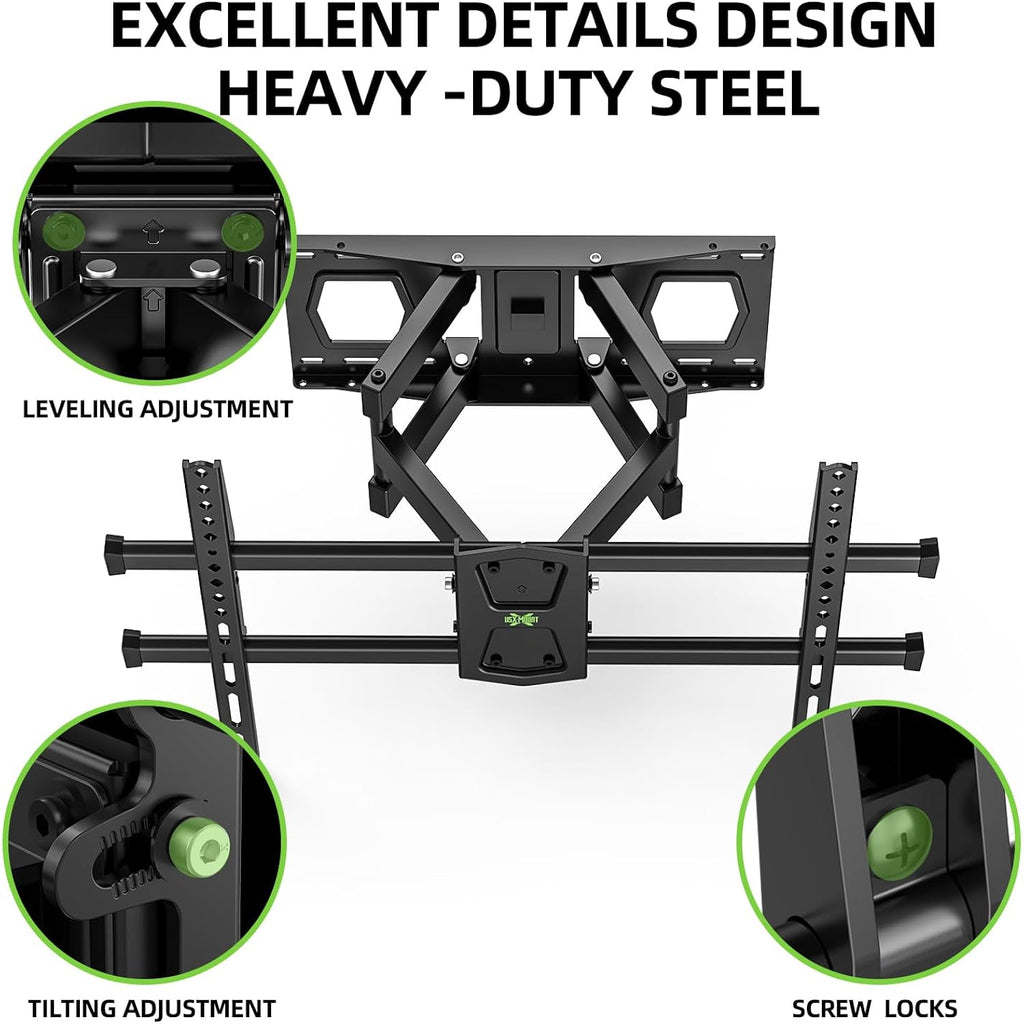 Usx Mount Full Motion Tv Wall Mount For 42-82 Inch Tvs Up To 120Lbs, Wall Mount Tv Bracket With Articulating Swivel Tilt Extension Leveling, Max Vesa 600X400Mm Fits 12/16" Wood Stud