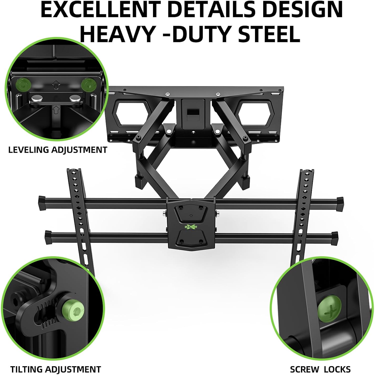 Usx Mount Full Motion Tv Wall Mount For 42-82 Inch Tvs Up To 120Lbs, Wall Mount Tv Bracket With Articulating Swivel Tilt Extension Leveling, Max Vesa 600X400Mm Fits 12/16" Wood Stud