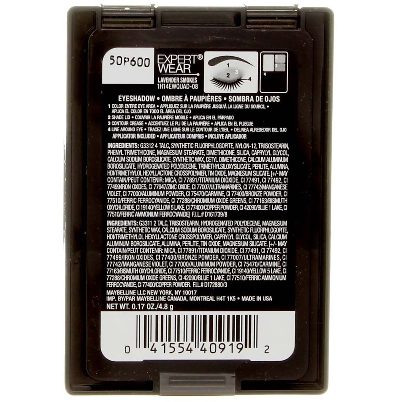 Maybelline New York Expert Wear Quads Eyeshadow, Lavender Smoke [08Q] 0.17 Oz (Pack Of 2)