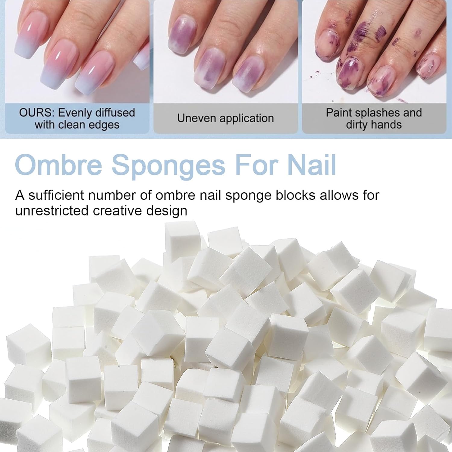 200 PCS Nail Sponge Nail Art Sponge with 1 Grab Pen Nails Art Tools Set DIY Nails Design Accessories for Salon & Home Use