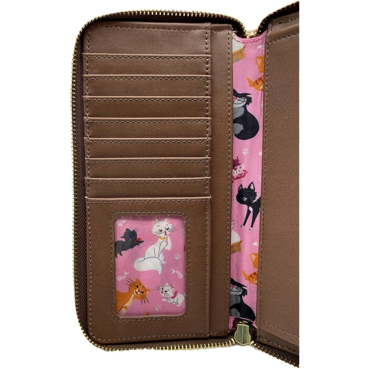 Loungefly Disney Aristocats Alice In Wonderland Cats Zip Around Wallet Womens Cat Pawprint Faux Leather
