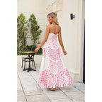 Women Floral Maxi Dress Spaghetti Strap V Neck Patchwork Bohemian Flowy Dresses Summer Fall