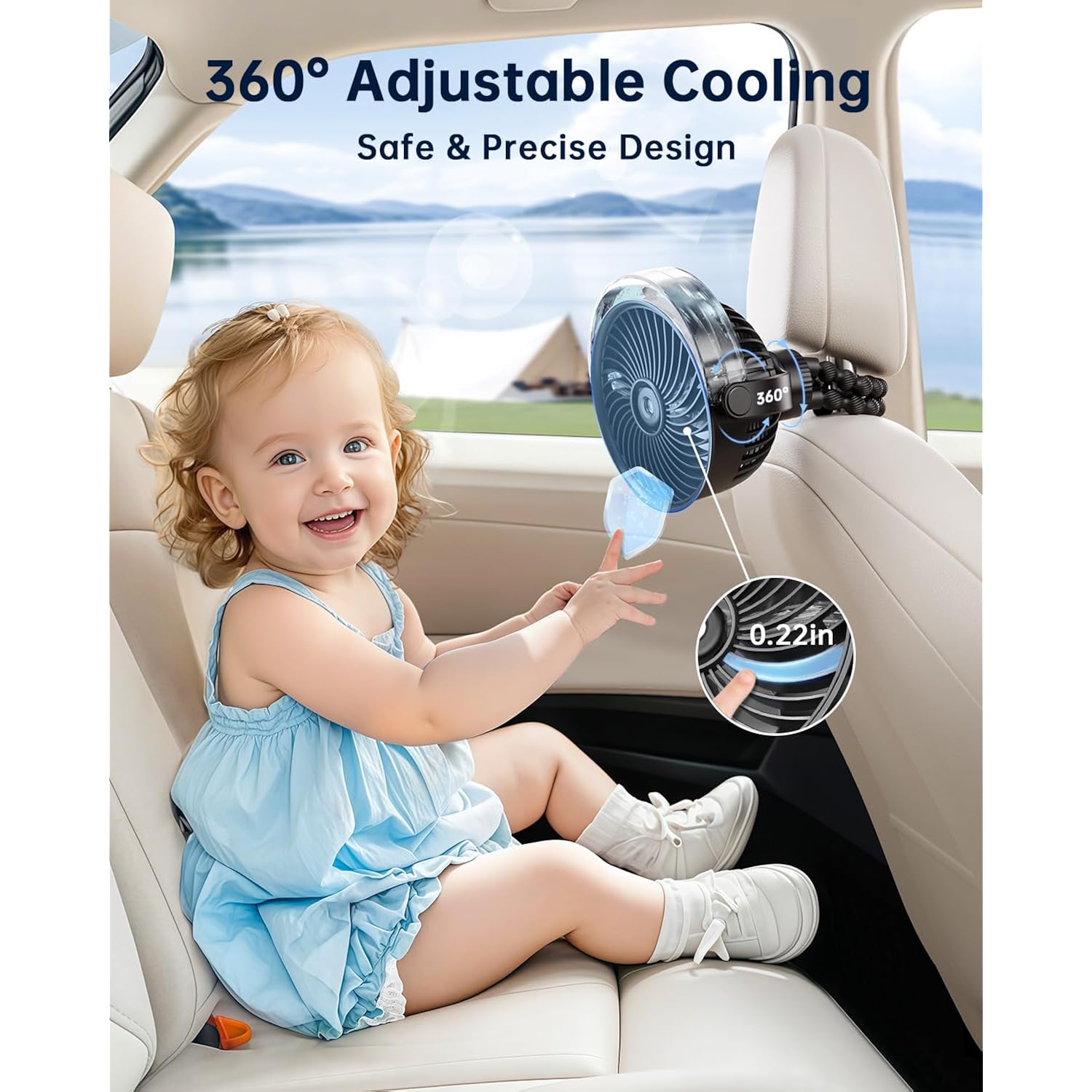 Sweetfull Misting Stroller Fan – Portable Baby Fan With Spray Cooling, 4 Speeds, Quiet Rechargeable Fans For Travel, Outdoor, Golf Cart, Car Seat, Beach (Black)