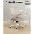 Office Chair, Ergonomic Desk Chair With Adjustable Lumbar Support And Flip Up Armrest, Breathable Mesh Computer Chair For Home Office, Khaki