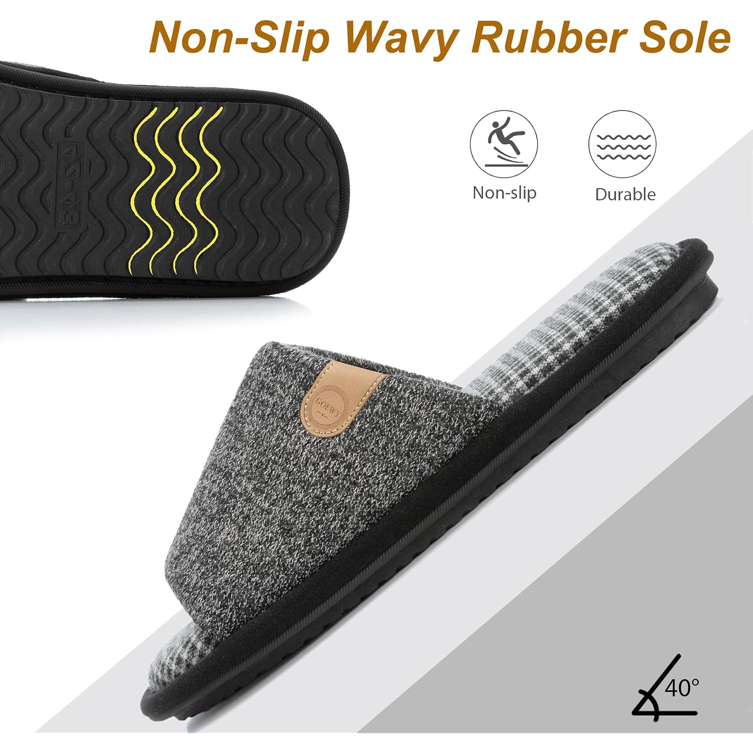 Mens Cozy Memory Foam Slippers Indoor Outdoor Gifts For Men Slip On House Shoes Anti-Skid Soft Open Toe Slippers