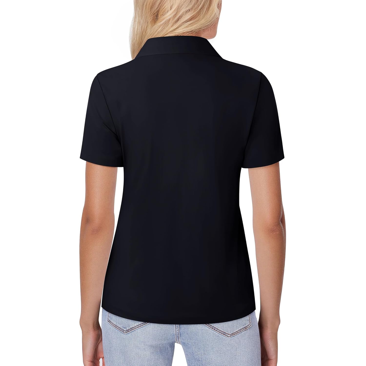 Womens Button Down Shirt Slim Fit Stretch Short Sleeve Dress Shirts Wrinkle Free Solid Formal Work Blouses