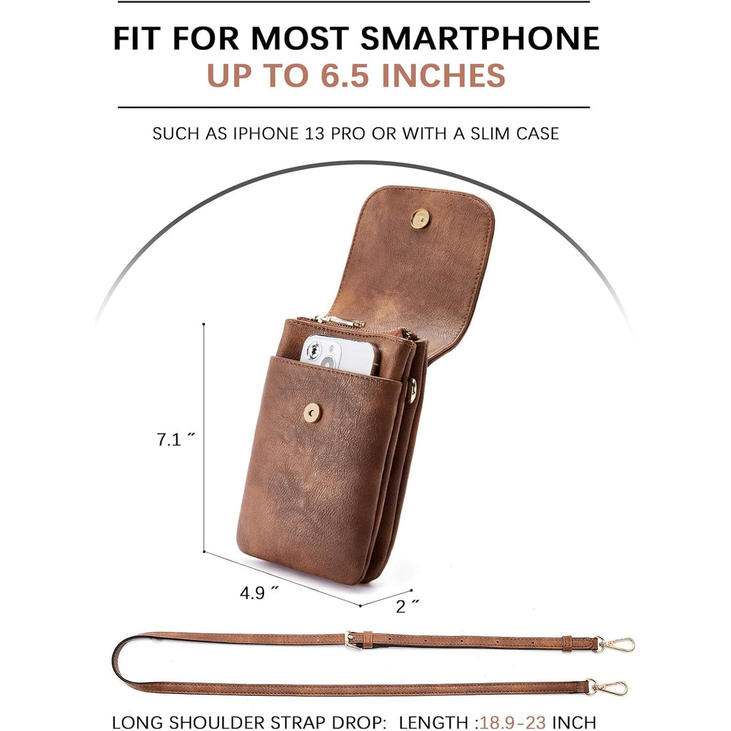 BOSTANTEN Vegan Leather Crossbody Bags for Women Designer Cell Phone Bag Wallet Purses Adjustable Strap