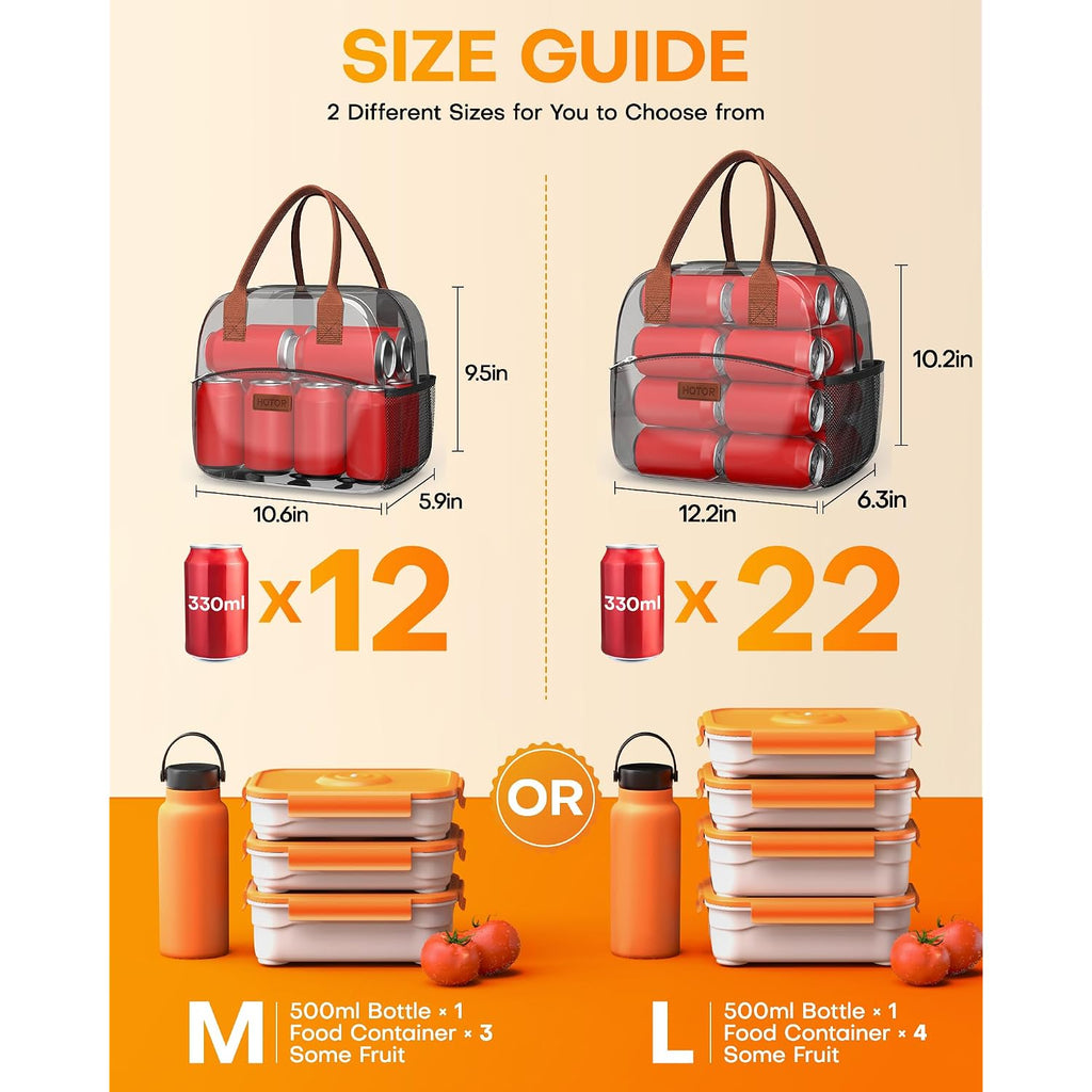 Hotor Lunch Bag For Women & Men - Wear-Resistant Insulated Lunch Box With Large Capacity, Multi-Functional Cooler Bag For Office, Picnic, Black, 10L,10.60" X 5.90" X 9.50"